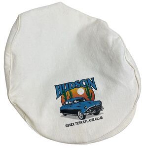 Vtg Hudson Essex Terraplane Club Hat Drivers Cabbie White Blue Graphic Flexfit